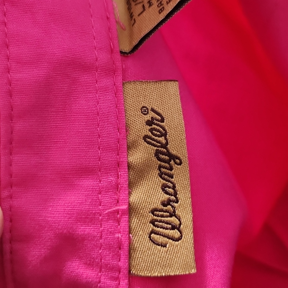 Bright Pink Wrangler Cowgirl Button-Up Shirt With Bling Rhinestones - Picture 4 of 5